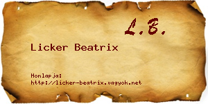 Licker Beatrix névjegykártya